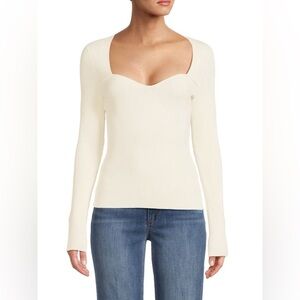 VERONICA BEARD Gladys Knit Sweater Fitted Long Sleeve Top Ivory White Women’s XS